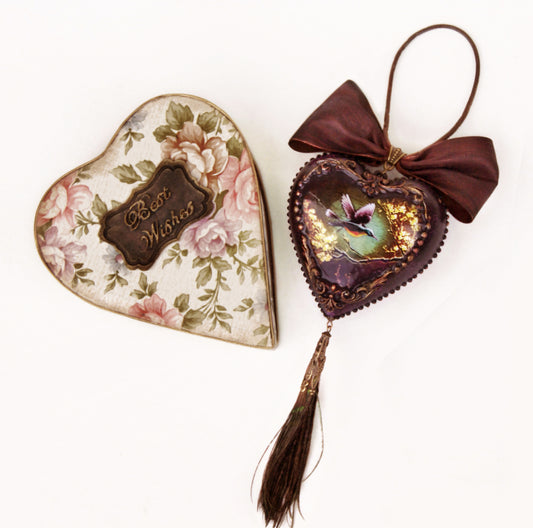 Victorian Heart Shaped Christmas decoration in Gift Box.
