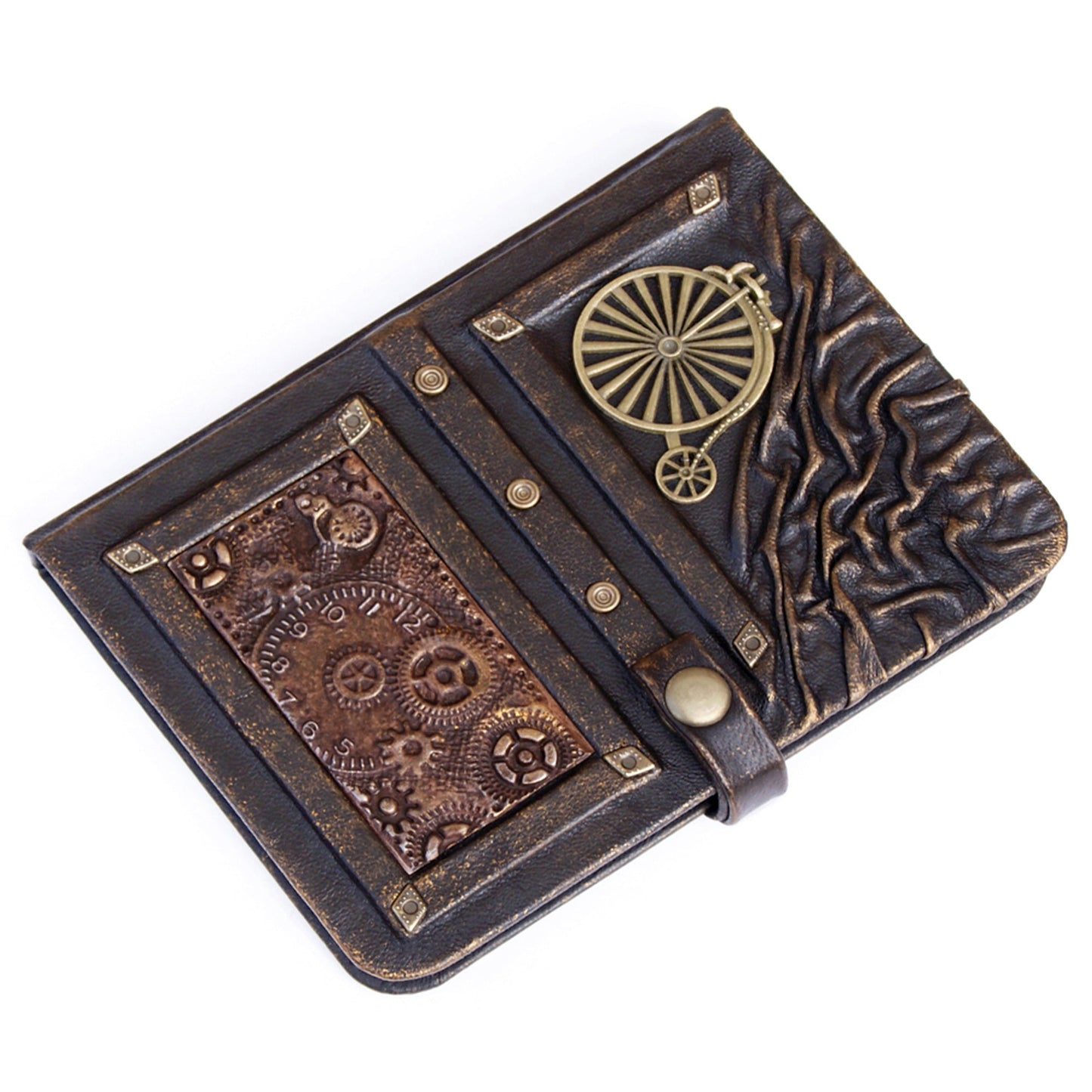Steampunk leather journal, leather notebook, travel journal, journal with lock