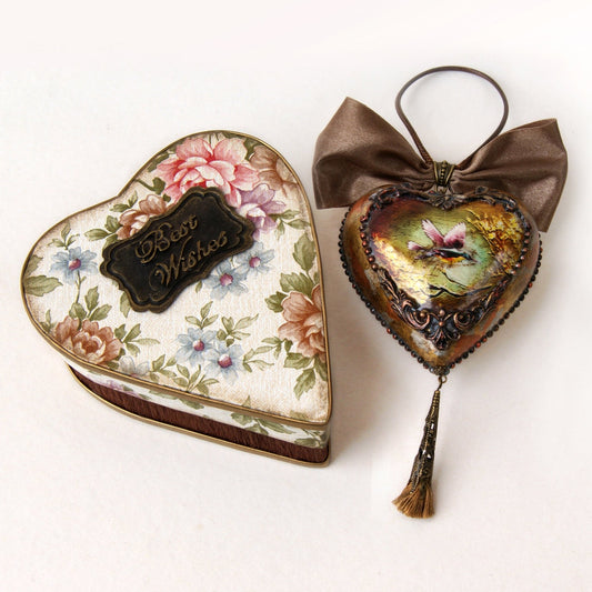 Victorian Heart Shaped Christmas decoration in Gift Box.