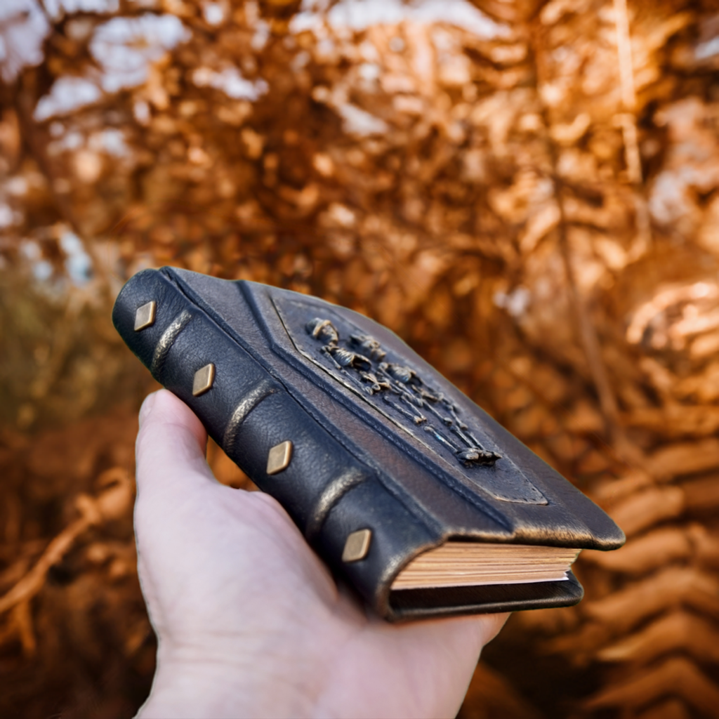 Pocket Size Leather Notebook with 3D skeleton Design