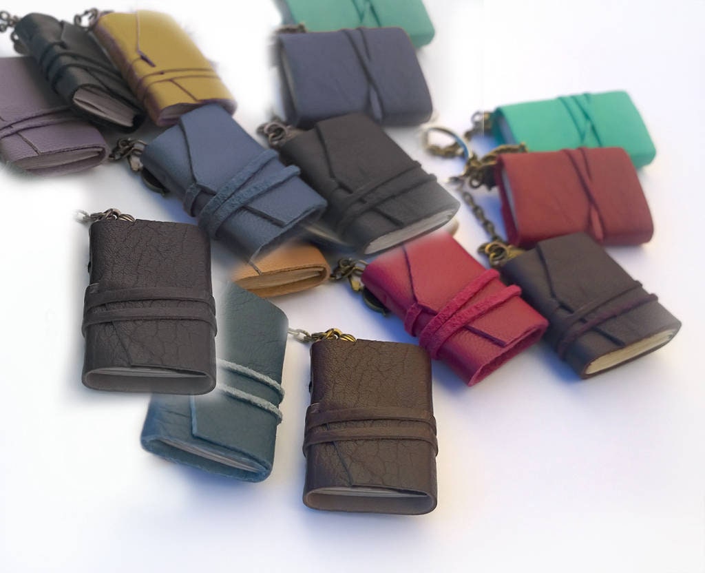 Set of 5 Mini Books, Necklace, mini book jewelry, mini journal, tiny book , journal