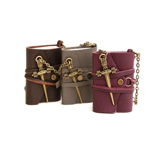 Mini Book Porte-clés Ensemble de 3, mini journal en cuir, petit livre