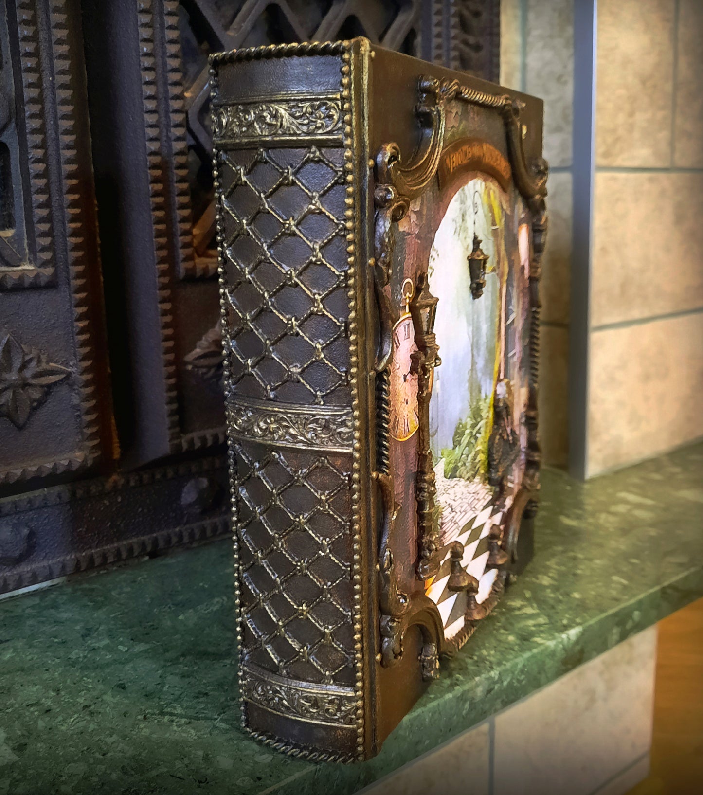 Victorian Style Alice in Wonderland Box | Handmade Decoupage & Polymer Clay Décor 