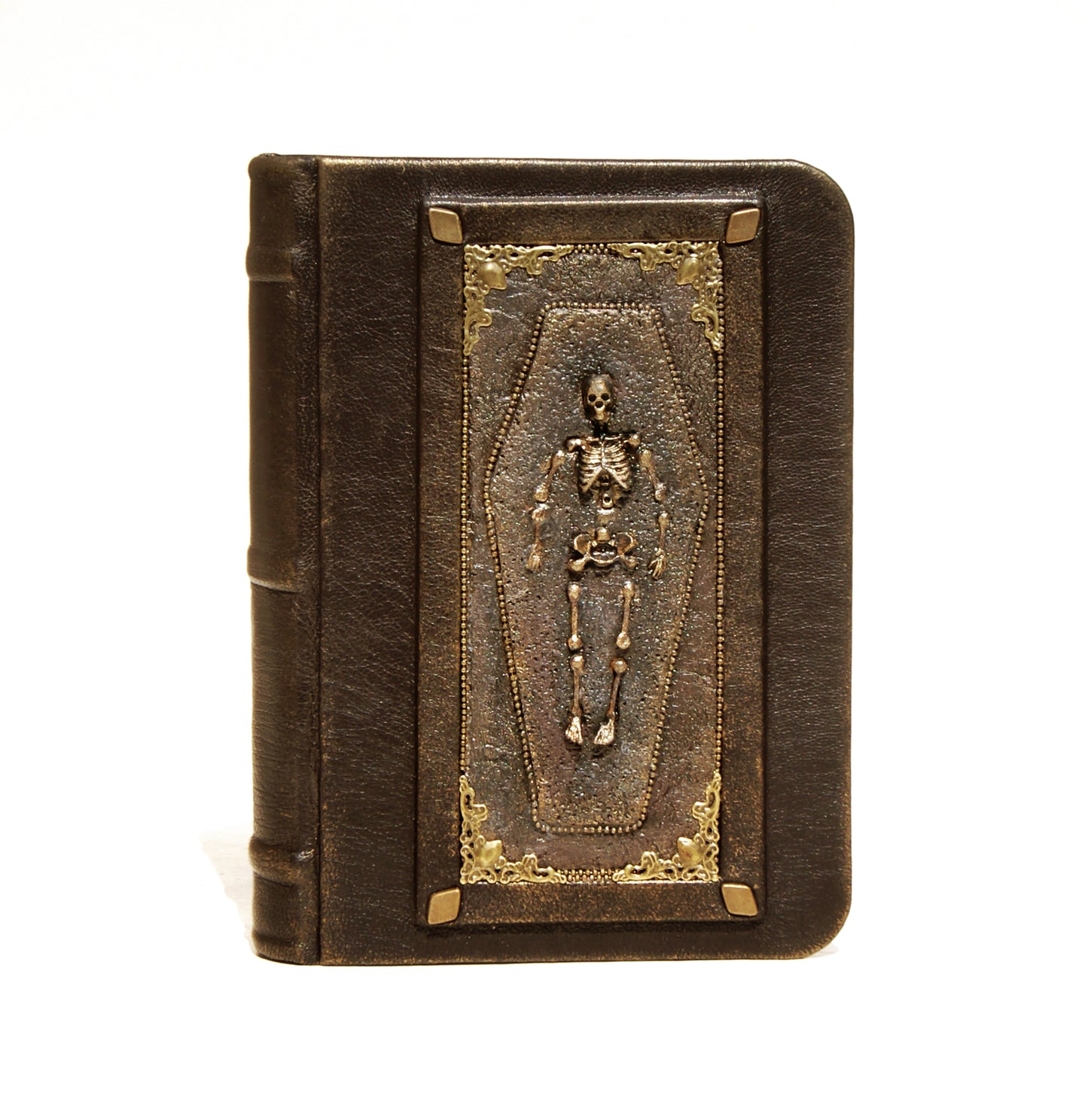 3D Polymer Clay Hardcover Notebook, Gothic Skeleton Leather Journal