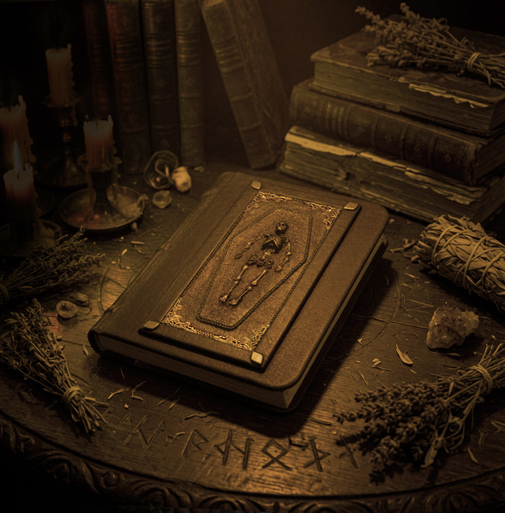 3D Polymer Clay Hardcover Notebook, Gothic Skeleton Leather Journal