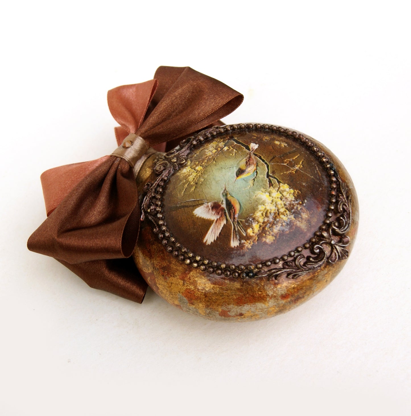 handmade ornament, Christmas ball in gift box