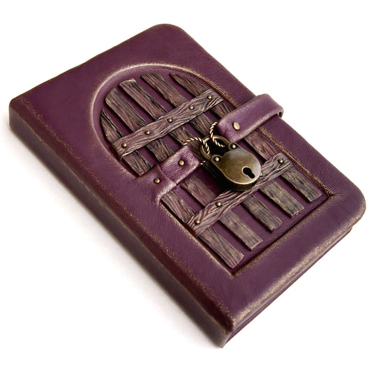 Lockable leather notebook with door, personalized journal, diary with lock, Graduation gift