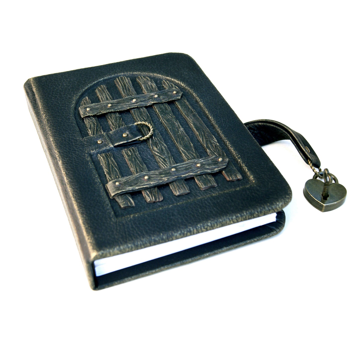 Lockable leather notebook with door, personalized journal, diary with lock, Graduation gift