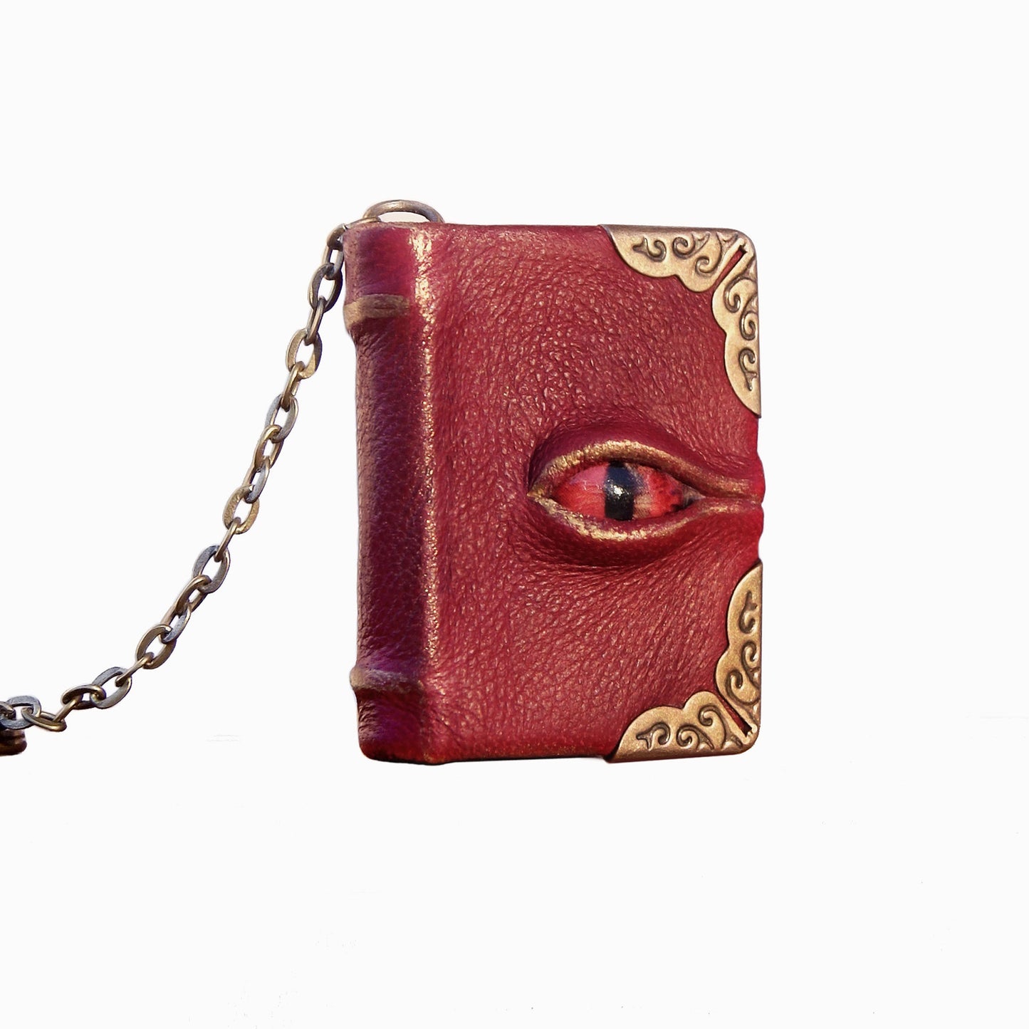 Leather book keychain, Dragon eye, Tiny leather Sketchbook