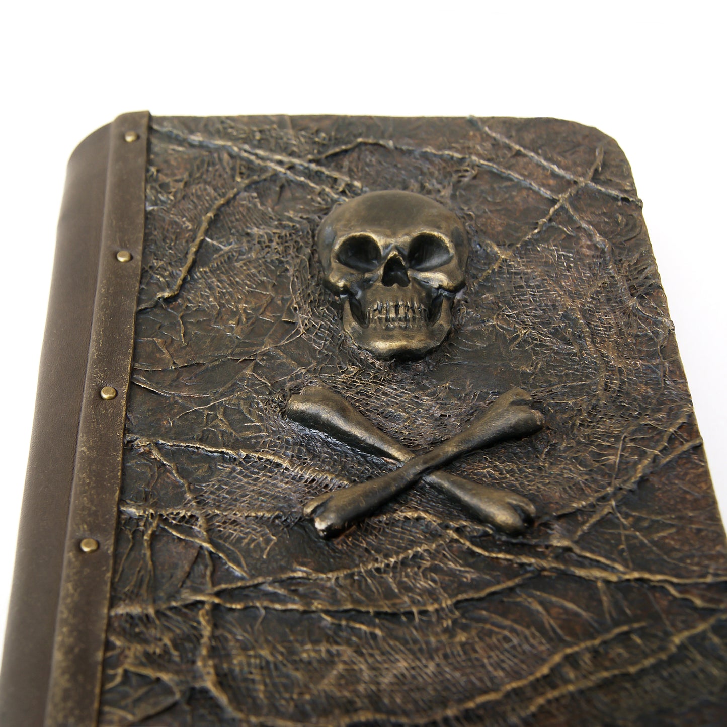 Grimoire journal with skull and crossed bones, Unique Gothic notebook handmade