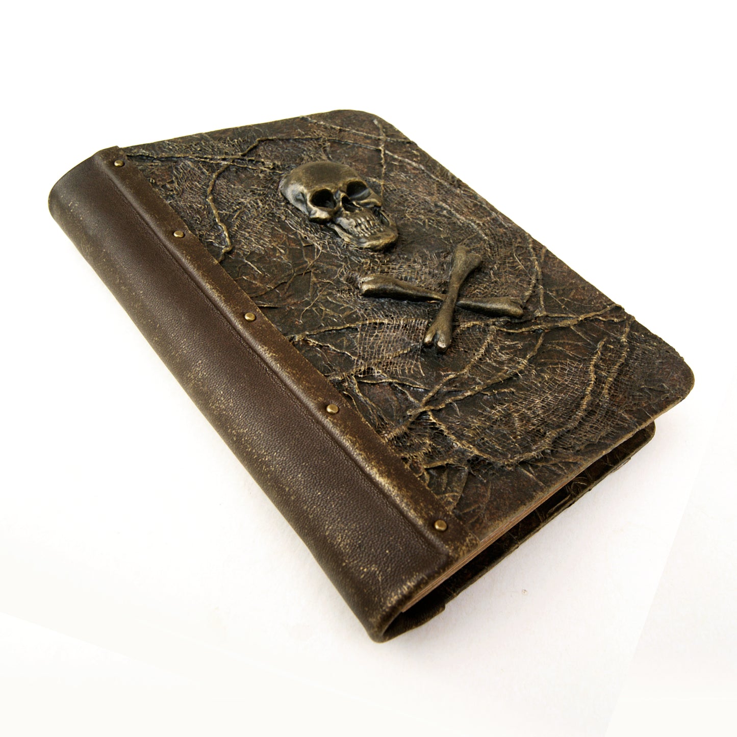 Grimoire journal with skull and crossed bones, Unique Gothic notebook handmade