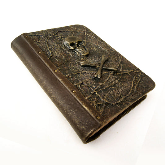 Grimoire journal with skull and crossed bones, Unique Gothic notebook handmade