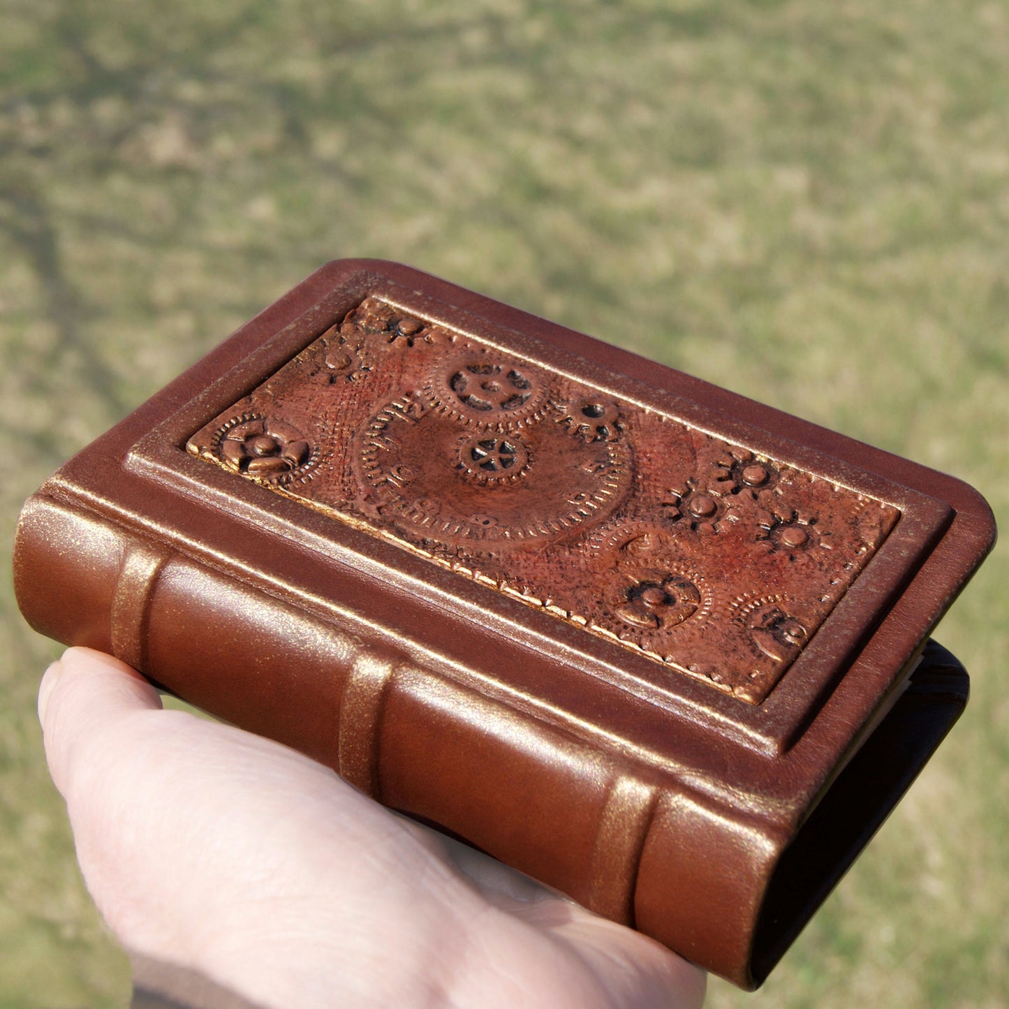 Steampunk Mini journal, Pocket size notebook, personalized leather journal A7