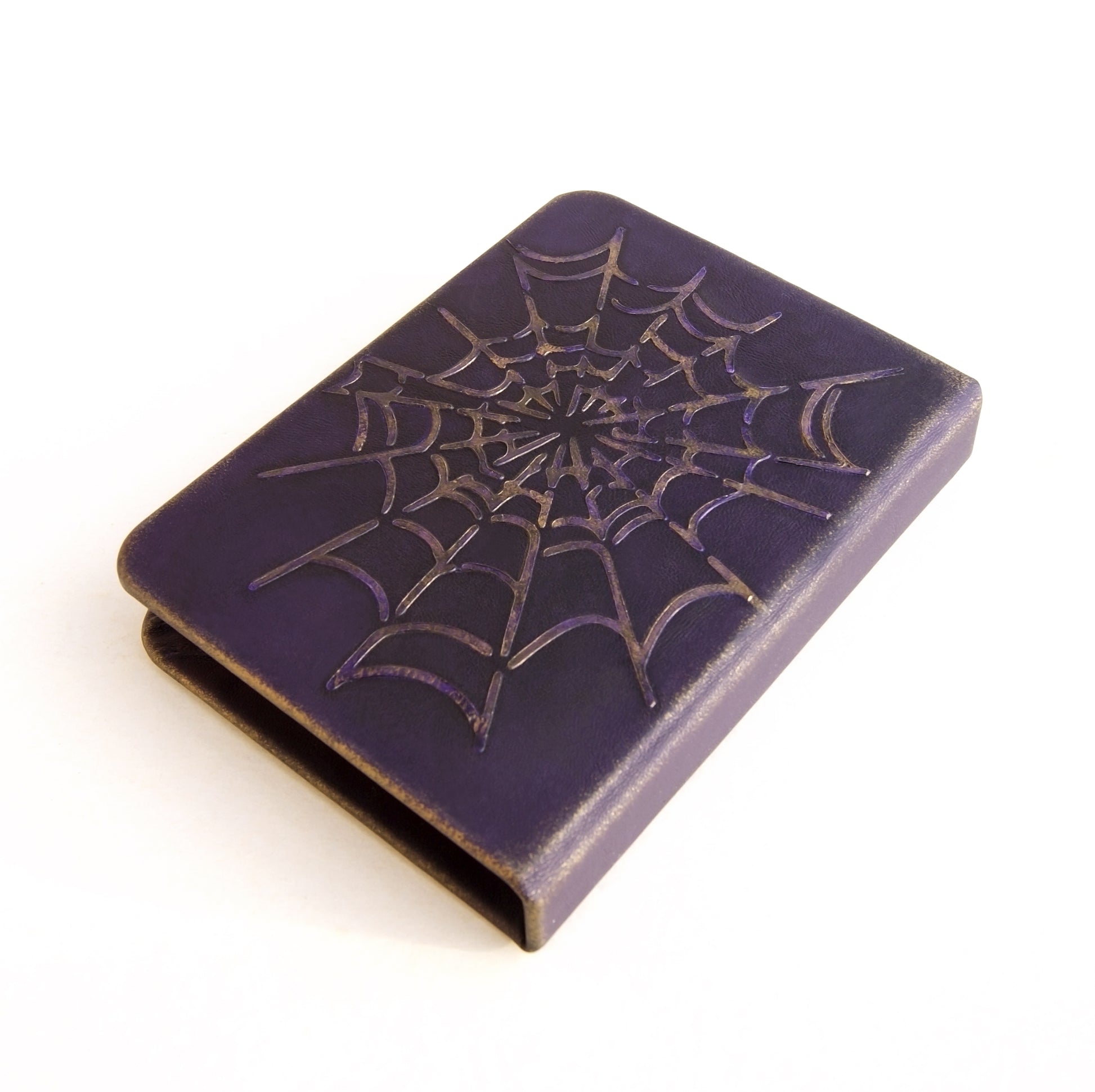 leather notebook cover with cobwebs
