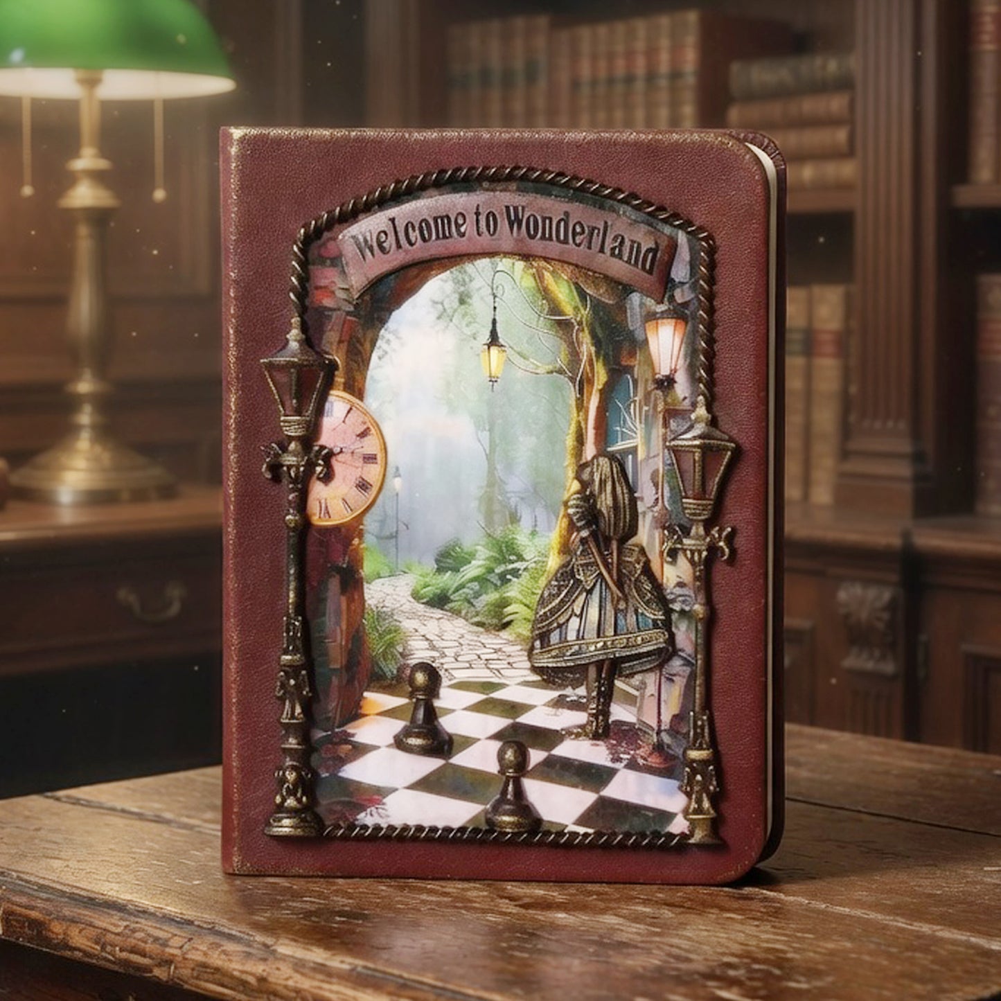 Alice in Wonderland Leather Journal 3D