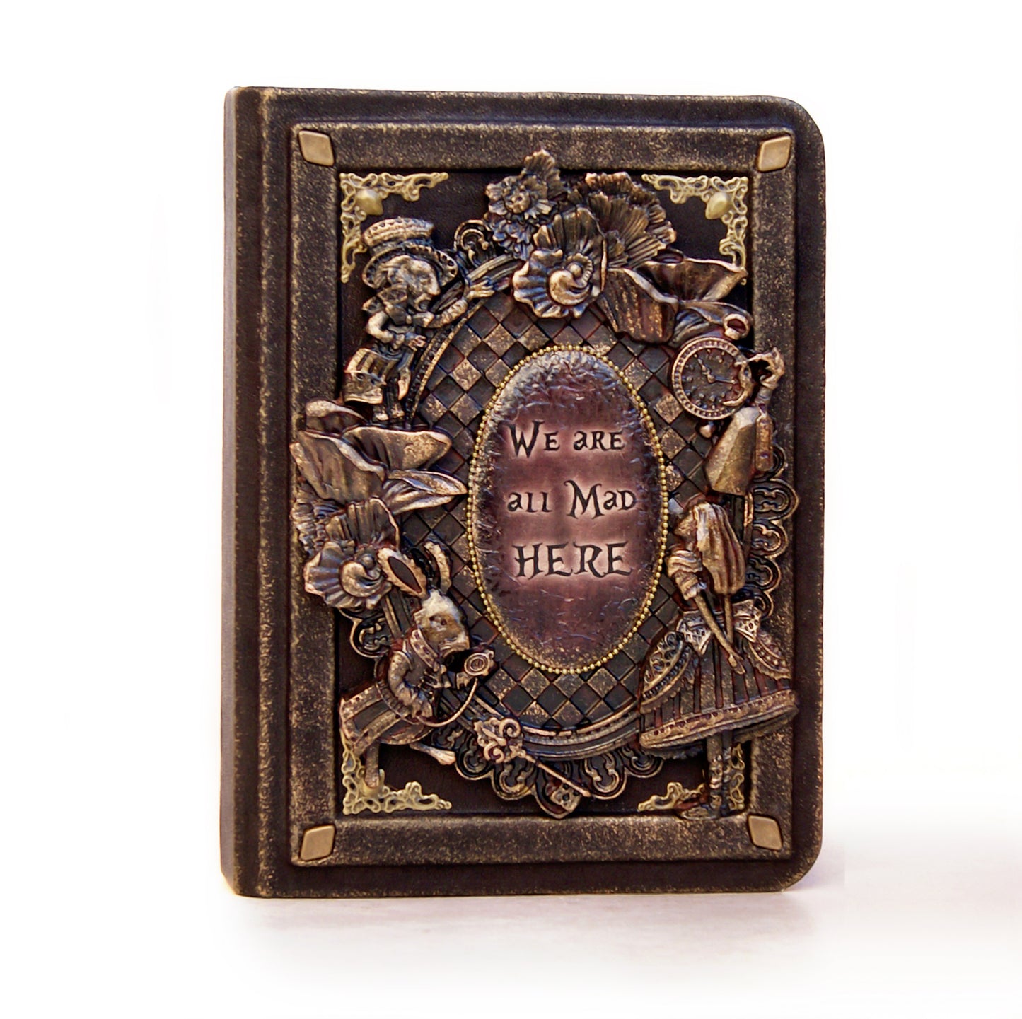 Handcrafted 3D Notebook Alice in Wonderland Theme, Unique Leather Journal