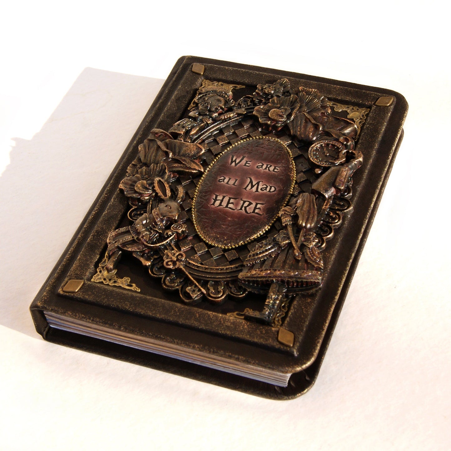 Handcrafted 3D Notebook Alice in Wonderland Theme, Unique Leather Journal