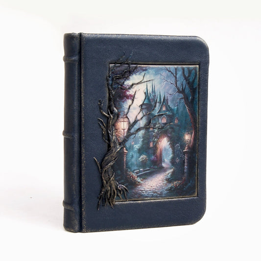 Leather Hardcover Notebook, Enchanted Forest under the Moon, Witch journal