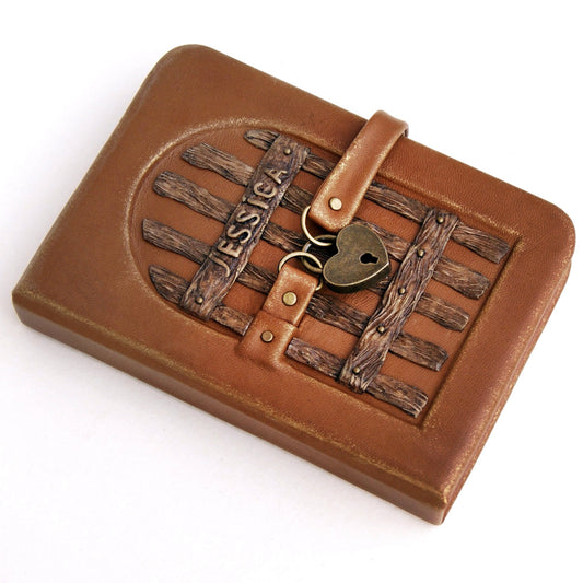 Personalized leather journal with lock, lockable diary, mother's day gift