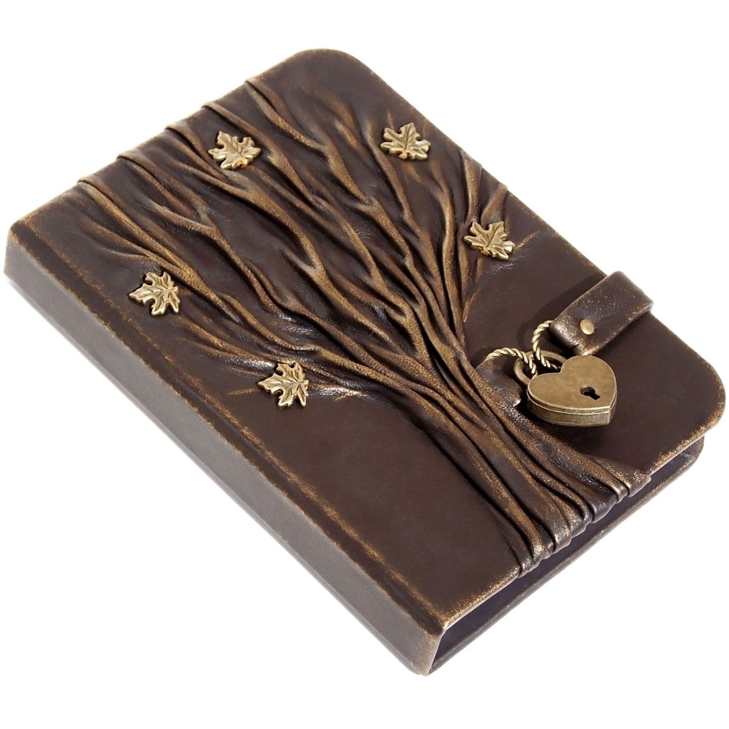 Journal en cuir véritable Arbre de vie, carnet d’écriture verrouillable, relié en cuir fait à la main