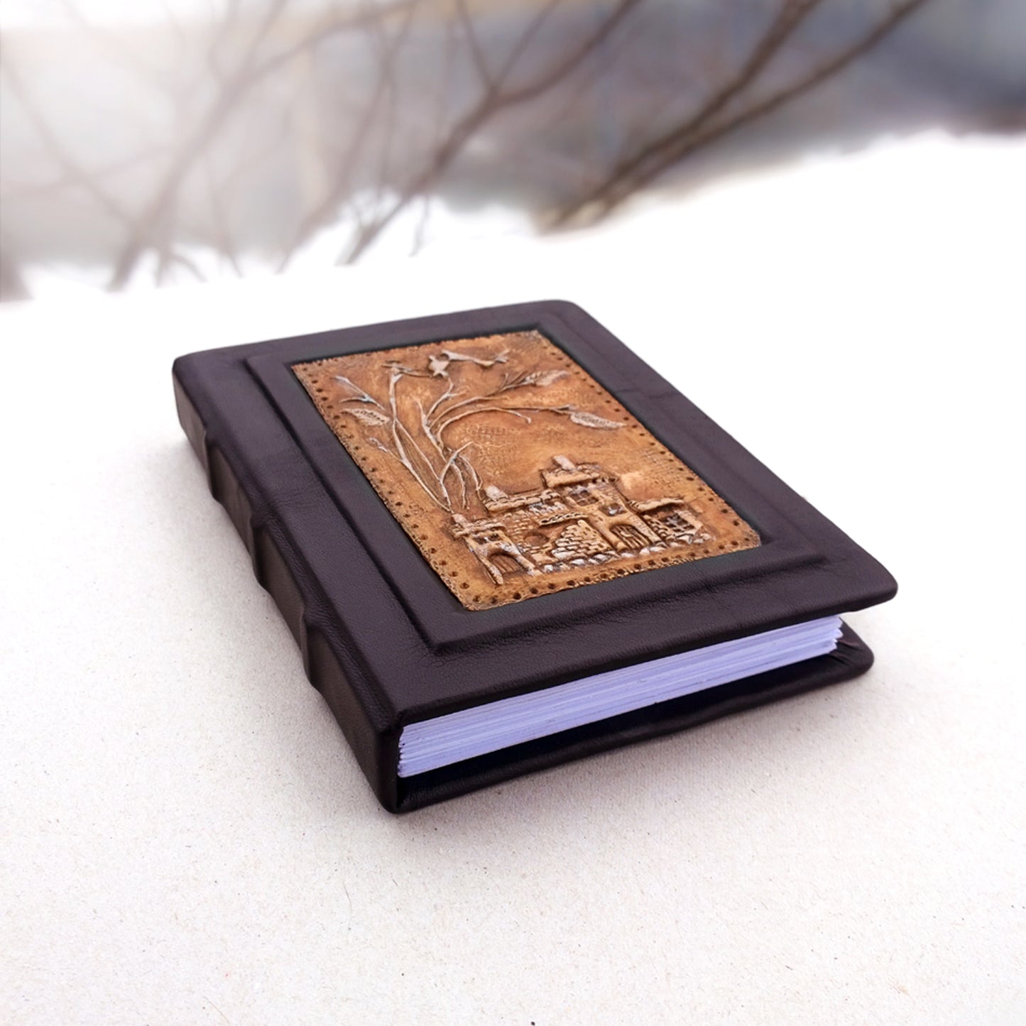 Personalized Journal A6,  hardcover journal with polymer clay