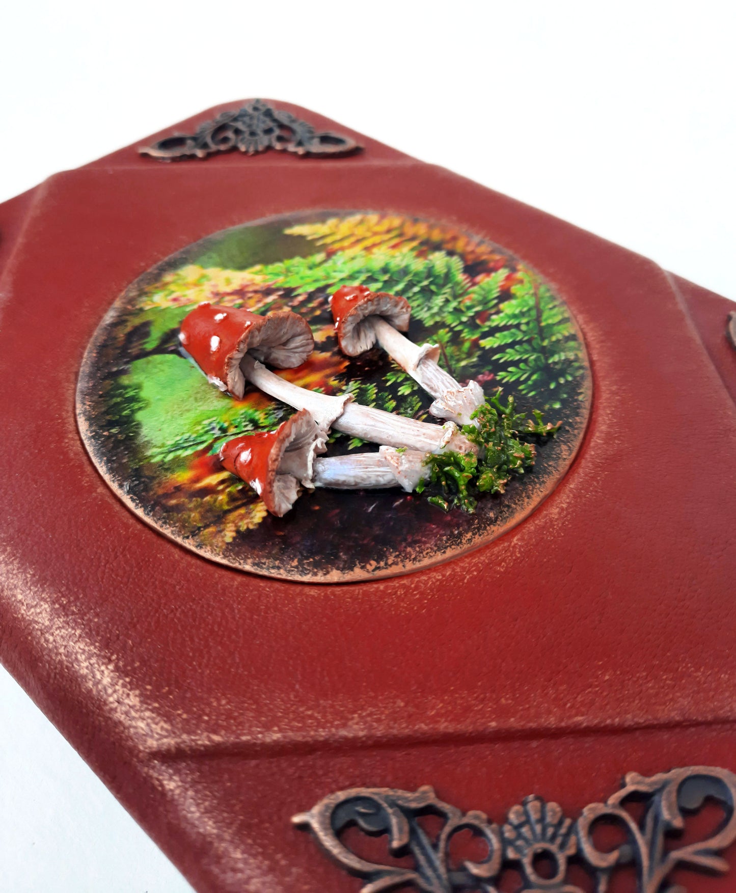 Mushroom Vintage A6 Notebook, leather journal, personalized, blank book