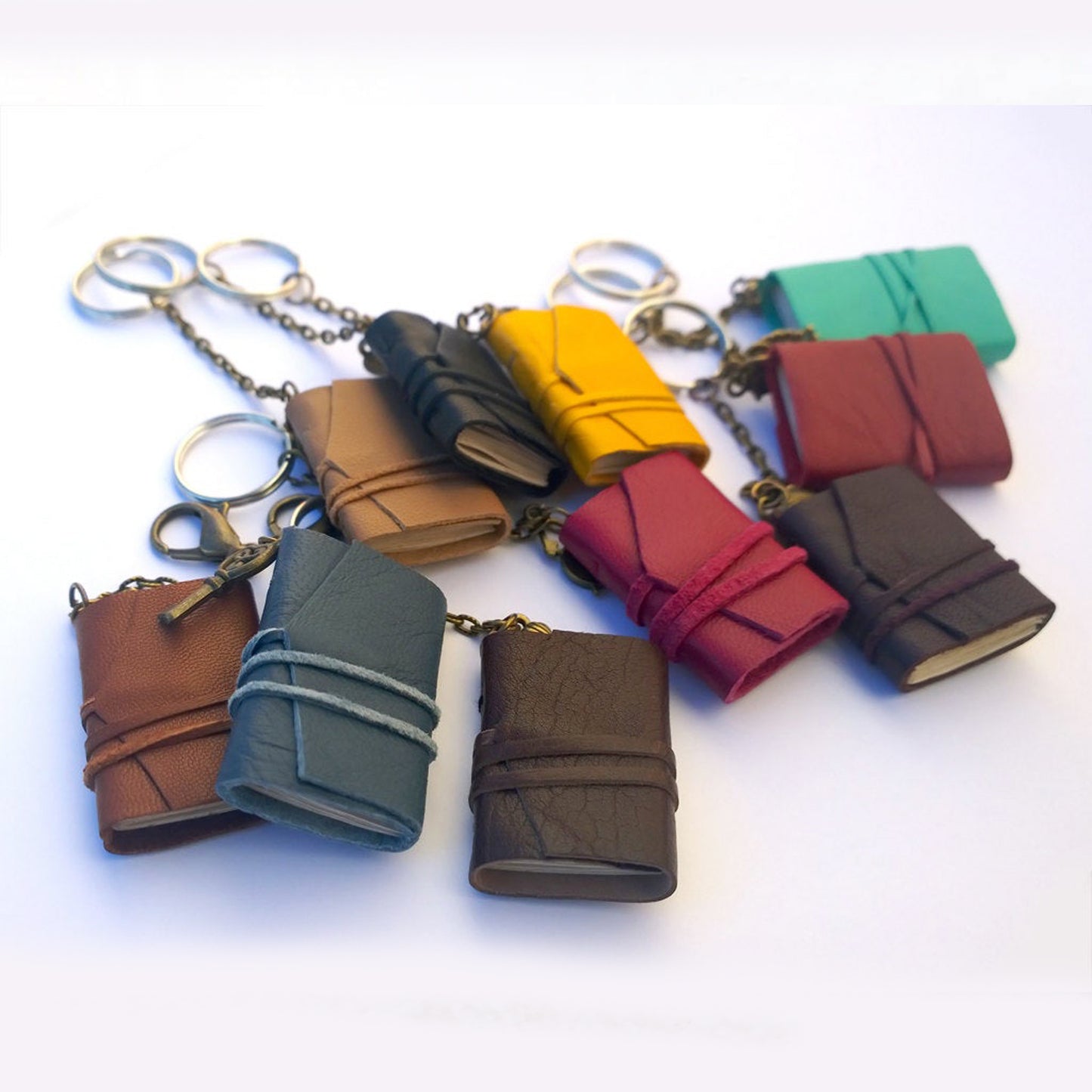 Mini Book Keychain, tiny book, leather journal, leather keychain