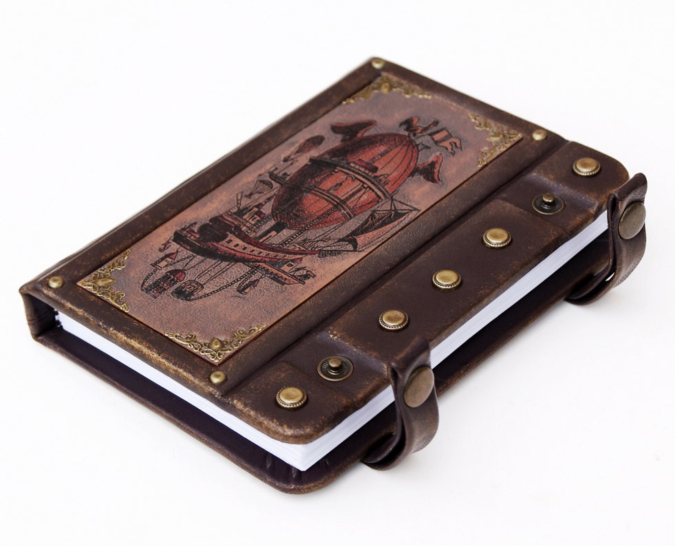 Handmade steampunk leather journal, Personalized, leather notebook, steampunk, journals with lock