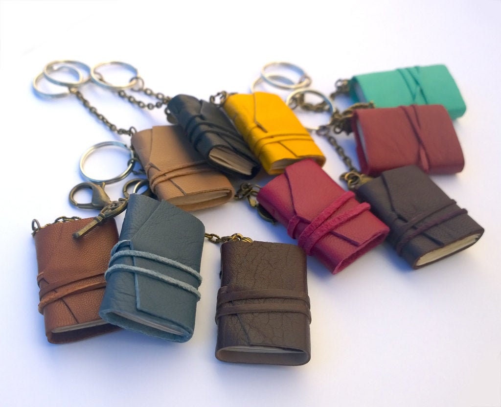 Set of 3 Mini Book Keychains, mini book jewelry, mini journal, tiny book