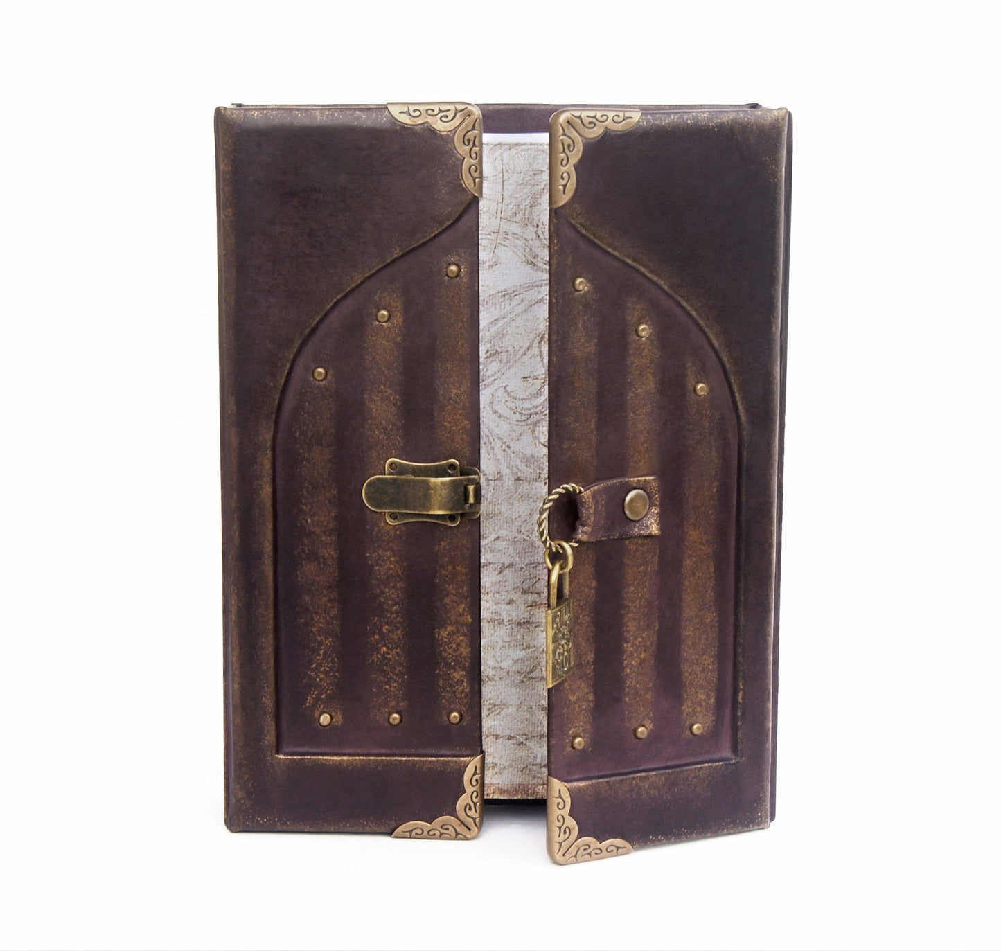 Gorgeous handmade leather journal with fairy door, lockable