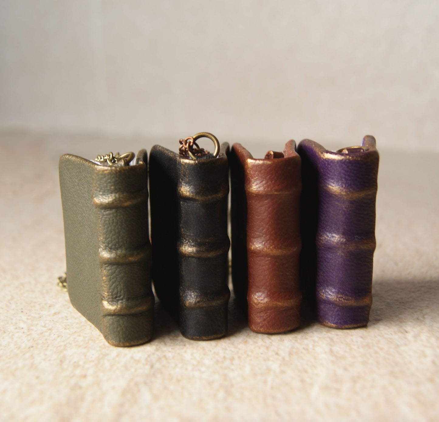 Miniature leather journal, book necklase, mini book pendant