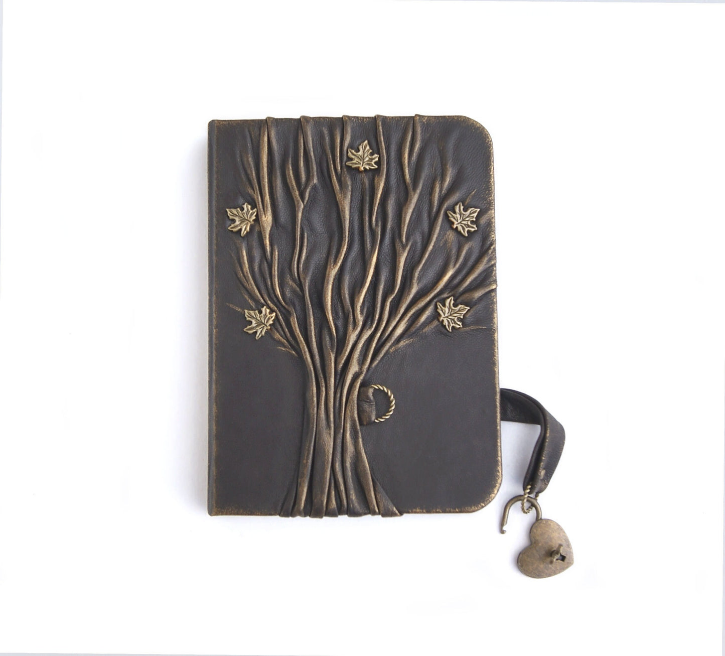 Journal en cuir véritable Arbre de vie, carnet d’écriture verrouillable, relié en cuir fait à la main