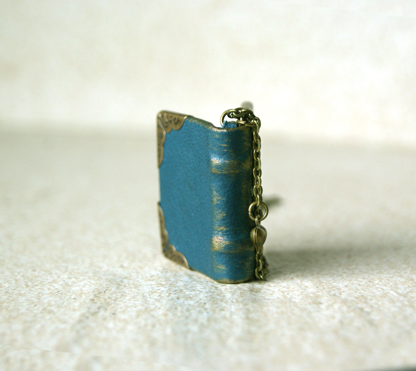 Book Necklace, Handmade Book jewelry, mini book pendant with key