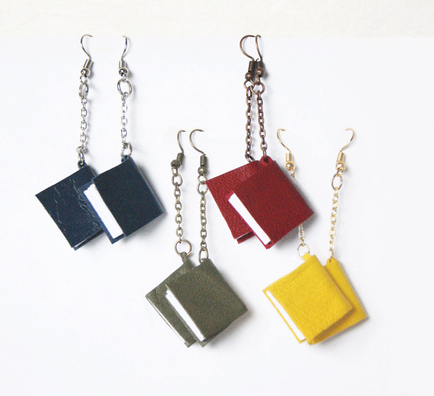 Mini book earring, tiny books, leather jewelry