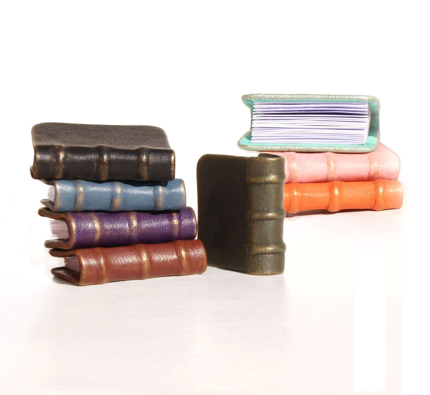 Book keychain, Tiny leather journal with a cat