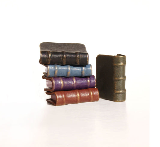 Set of 3 mini books, tiny leather journals for dolls