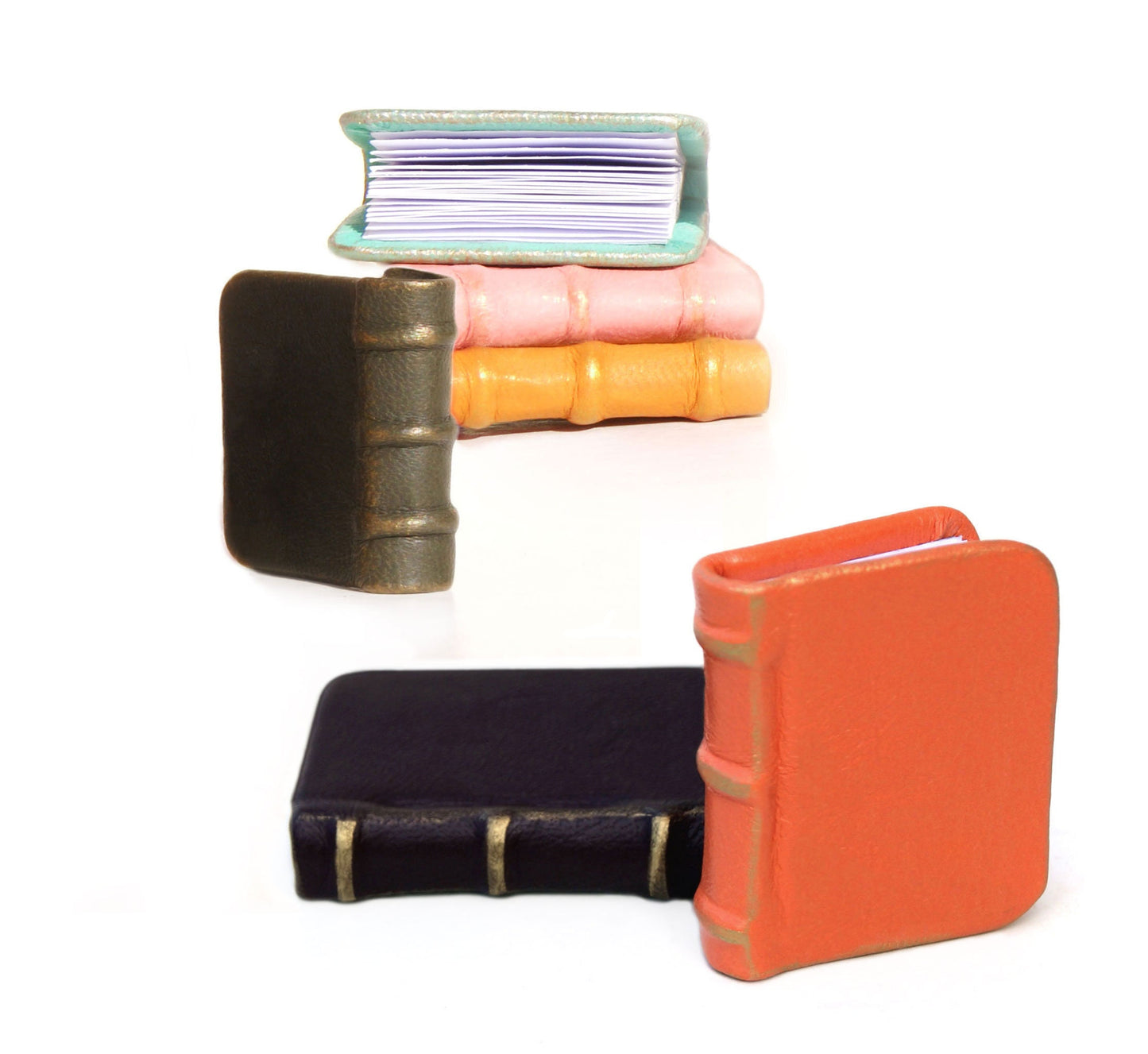 Set of 5 tiny leather journals, Miniature blank books