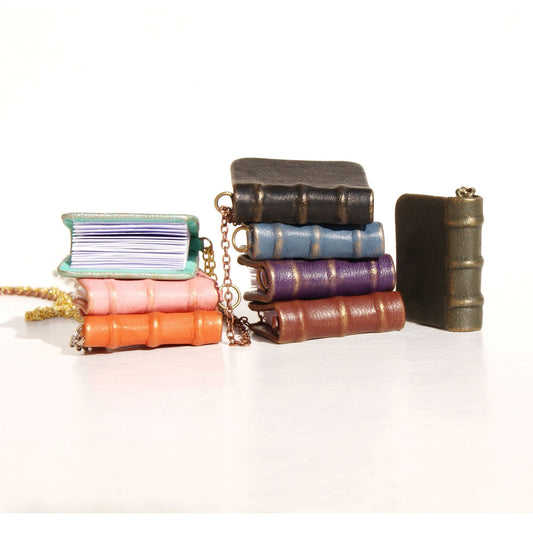 Miniature leather journal, book necklase, mini book pendant